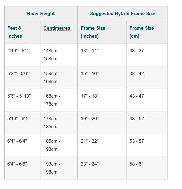 Schwinn Bike Size Chart