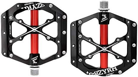 MZYRH 3 Bearings Mountain Bike Pedals Platform Bicycle Flat Alloy Pedals 9/16" Pedals Non-Slip Alloy Flat Pedals