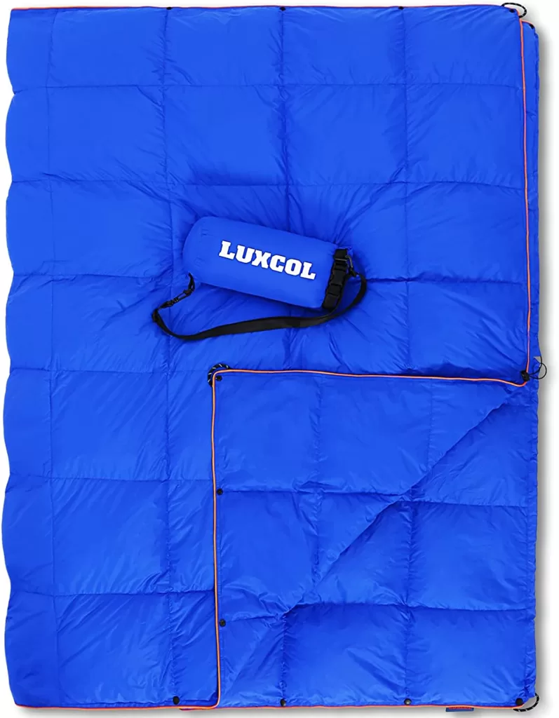 Top 10 Best Camping Blankets [2023]- LUXCOL Down Camping Blanket