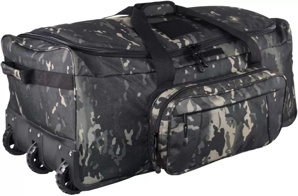 Top 10 Best Travel Duffel Bags [2023] - XWL Military Wheeled Deployment Bag Tactical Camo Heavy Duty Duffel Bag 124L