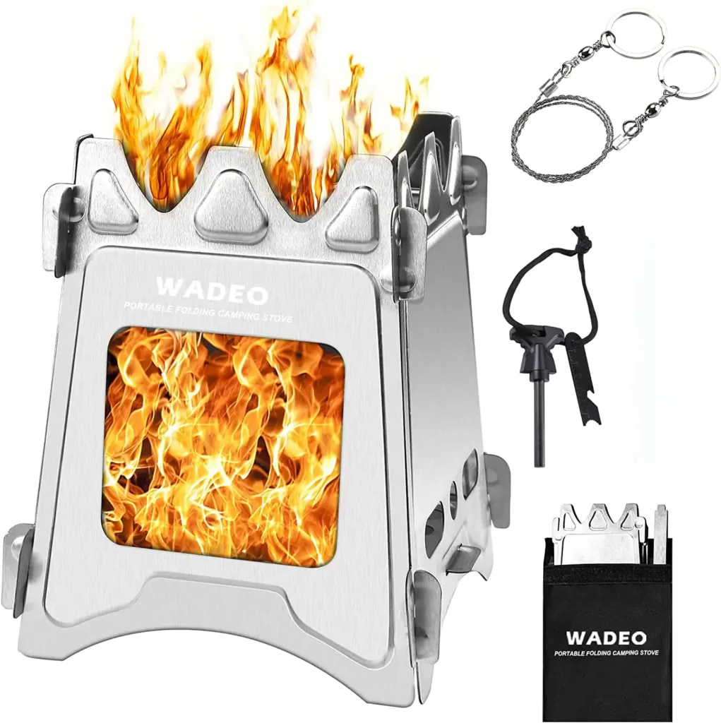 Top 10 Best Camping Stoves [2023]- Wadeo Camping Stove Portable Folding Stainless Steel Stove